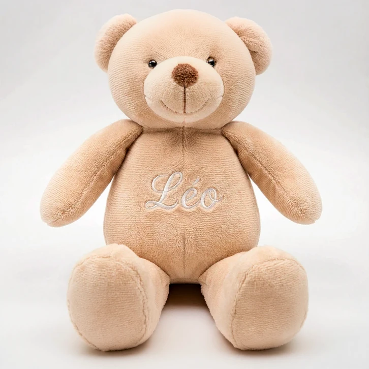 Cute wooden baby toys on pink and light-blue background